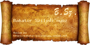 Bakator Szilvánusz névjegykártya